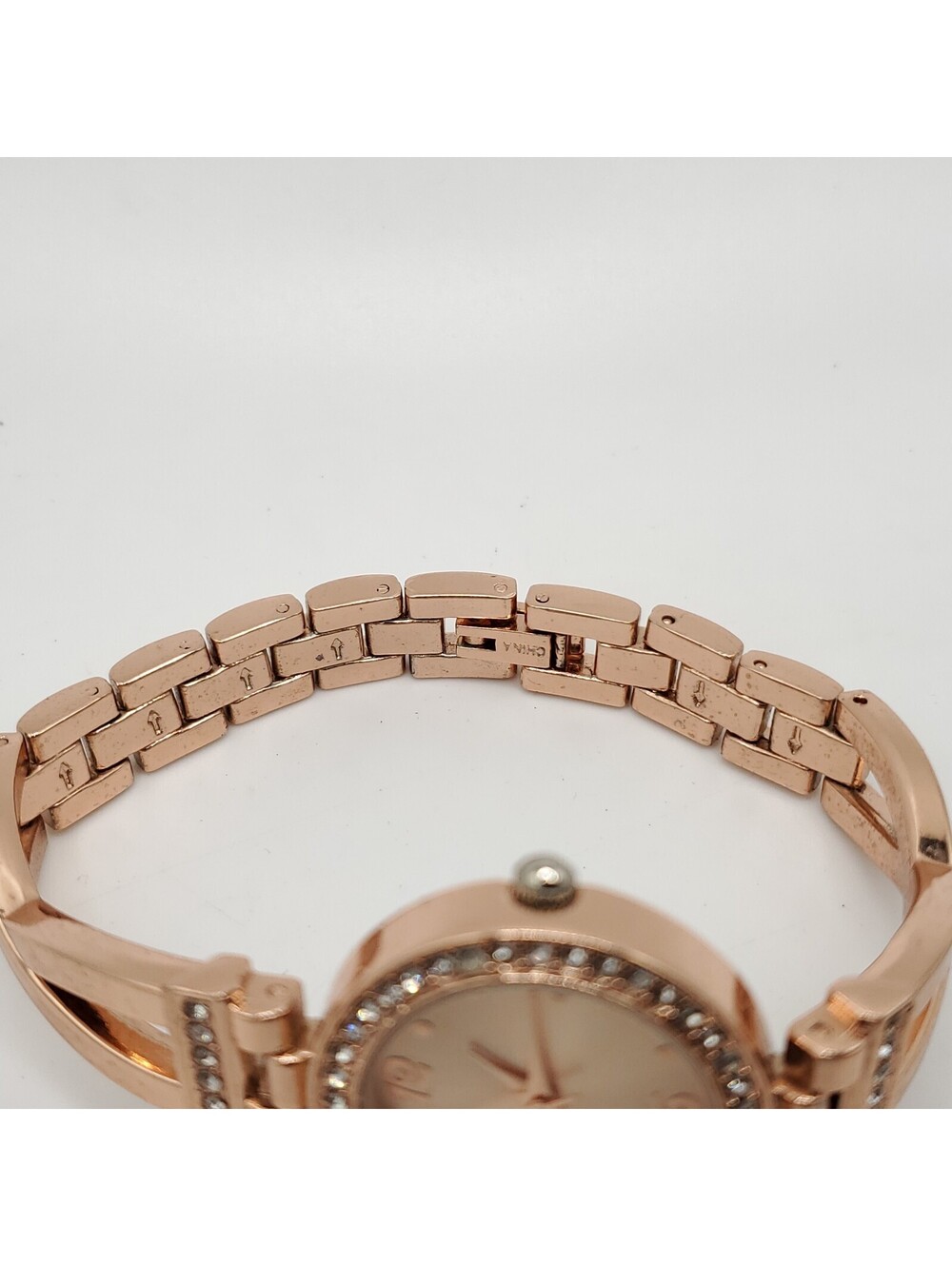 Rose Gold Rhinestone Bezel Quartz Watch Women 26mm New Battery - Picture 9 of 10
